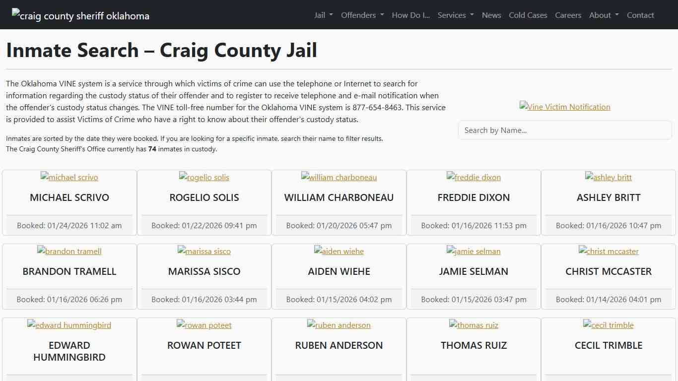 Inmate Search Craig County Sheriff's Office