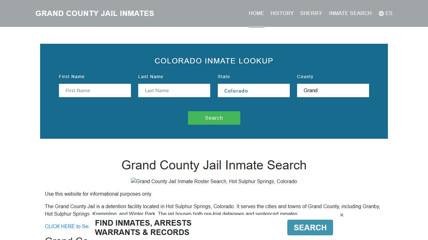 Grand County Jail Inmate Roster Lookup, Hot Sulphur Springs, CO